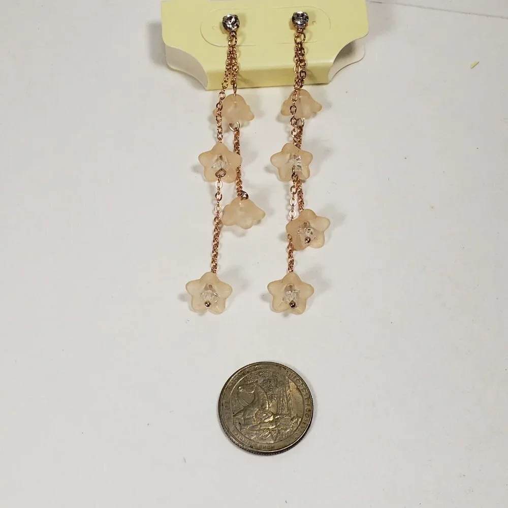 Rose Gold tone & Cream color Flower Crystal 3.5